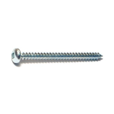 Midwest Fastener Sheet Metal Screw, #8 x 2 in, Zinc Plated Steel Pan Head Square Drive, 100 PK 08719